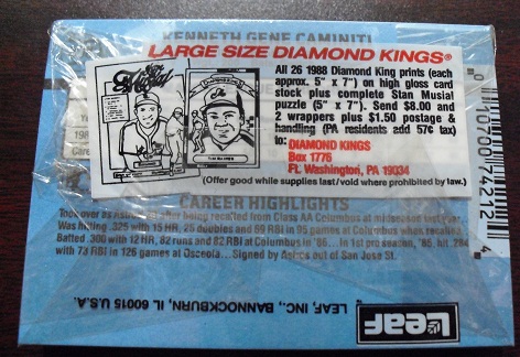1988 Donruss Cello Pack - Ken Caminiti RC on Back