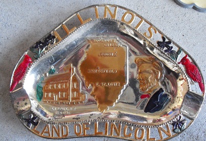 Vintage Metal Illinois Land of Lincoln Ashtray