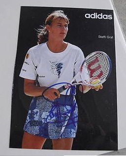 Steffi Graf Autograph on Adidas Postcard
