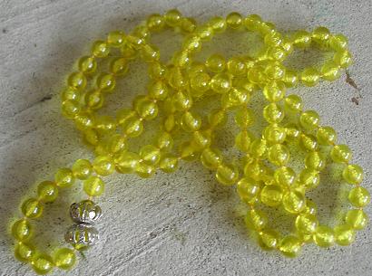 Vintage Yellow Plastic Retro Bead Necklace