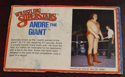 1980s LJN Wrestling Bio Card Andre the Giant