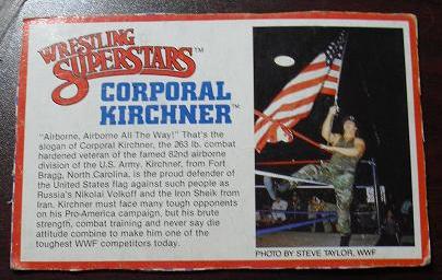1980s LJN Wrestling Bio Card Corporal Kirschner