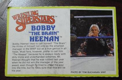 1980s LJN Wrestling Bio Card Bobby Heenan