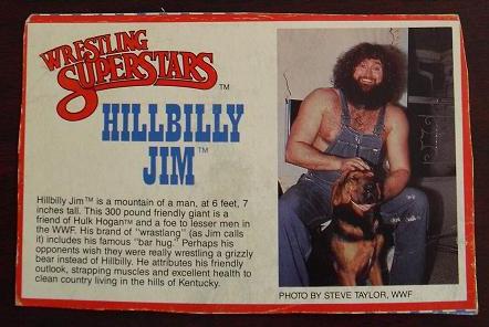 1980s LJN Wrestling Bio Card Hillbilly Jim