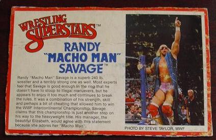 1980s LJN Wrestling Bio Card Randy Macho Man Savage