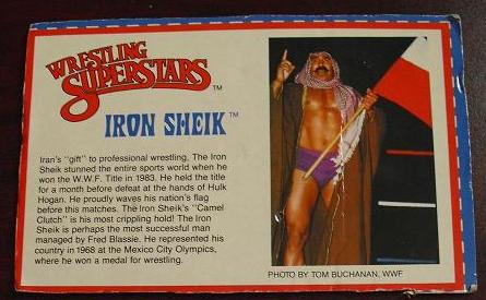 Vintage 1980s LJN Wrestling Bio Card The Iron Sheik
