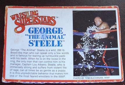 1980s LJN Wrestling Bio Card George the Animal Steele