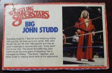 1980s LJN Wrestling Bio Card Big John Studd