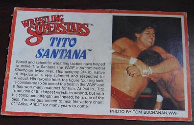 1980s LJN Wrestling Bio Card Tito Santana