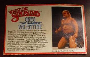 1980s LJN Wrestling Bio Card Greg Valentine