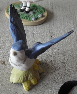 Vintage Bisque Blue Bird Figurine 2 1/2" Tall