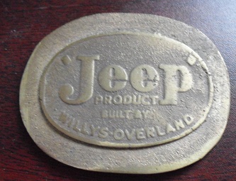 ODD vintage Brass Medallion - Jeep Built by Willys Overland