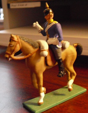 Vintage Brown Lead Horse with Soldier Figurine