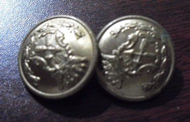 Lot of 2 Vintage Brass Metal Military Style Buttons