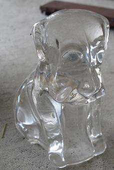 Vintage Glass Puppy Dog Candy Container