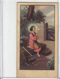 Vintage 1800s Girl Praying Religious Card