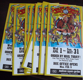 Lot of 11 1980s Ringling Bros Circus MSG Ticket Order Booklets