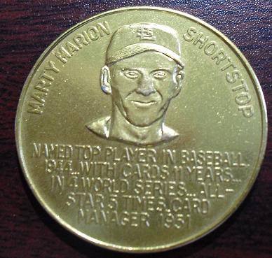 1966 Aluminum Coin St Louis Cardinals Marty Marion