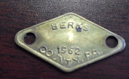 1962 Berks County PA Dog Tag