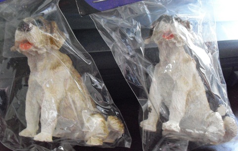 Lot of 2 Resin Saint Bernard Dog Figurines MIP