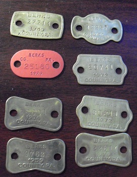 Lot of 8 Vintage 1950s-1970s Berks Co Dog Tags