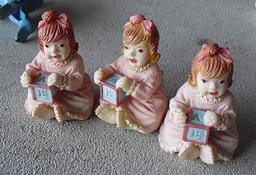 Lot of 3 Resin Artisan Flair Baby Girl Dollhouse Figures