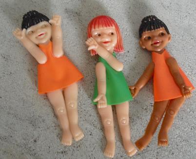 Lot of 3 Vintage Thin Plastic Girl Dolls