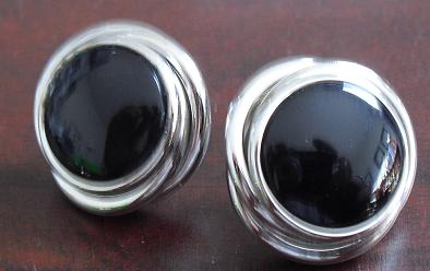 Modern Napier Silver and Black Clip On Earrings