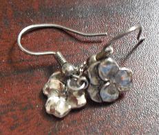 Silver Tone Metal Rose Flowers Earrings