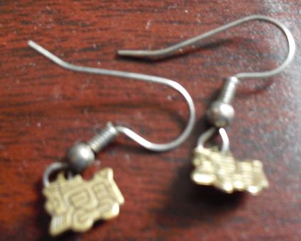 Gold Tone Metal Locomotive Earrings