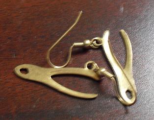 Gold Tone Metal Wrenches Earrings