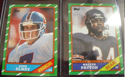 1986 Topps John Elway and Walter Payton Cards