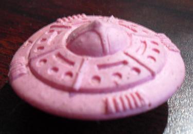 Vintage Rubber Eraser Pink Flying Saucer