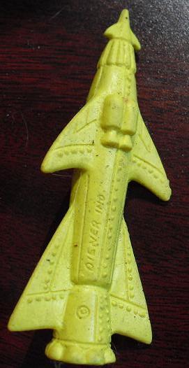 Vintage Rubber Eraser Yellow Rocket Ship