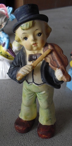 Vintage Ceramic Boy with Violin Figurine
