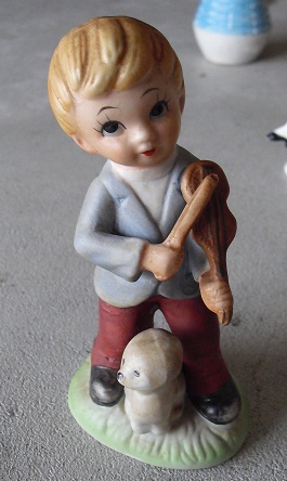 Vintage Ceramic Boy with Violin and Dog Figurine