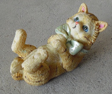 Modern Resin Cat on its Back Figurine