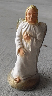 Vintage Chalkware Nativity Figurine - Gold and White Angel