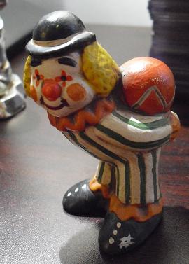 Hand Painted Ceramic Clown with Ball Figurine