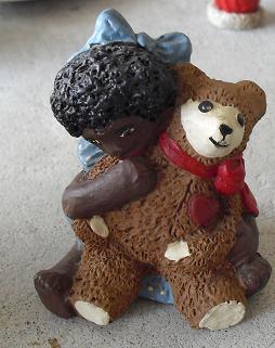 1985 Resin Carolyn Carpin Black Girl with Bear Figurine
