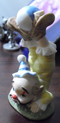 Vintage Bisque Lefton Clown with Ball Figurine