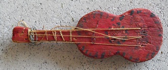 Small Vintage Wood Guitar Figurine