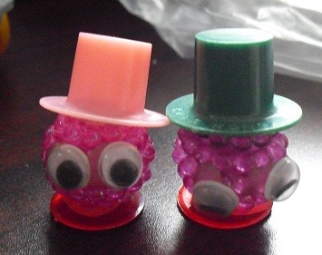 Lot of 2 small Plastic Tophat Wearing Oddball Figures