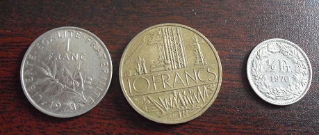 Lot of 3 Older French Franc Coins