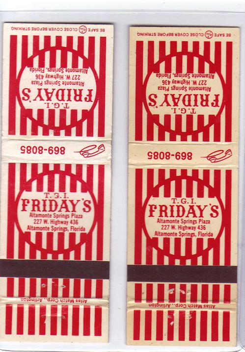 Lot of 2 Unique Vintage TGI Friday's Matchbook Covers