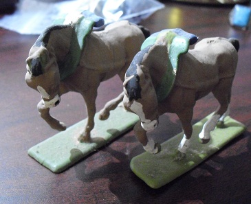 Lot of 2 Vintage Heavy Lead Army Horse Figurines