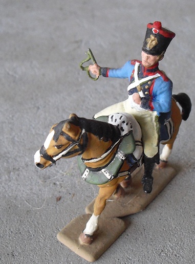 Lead Army Soldier and Horse Figurine