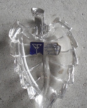 Lead Crystal Yugoslavia Made Leaf Coin Tray
