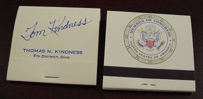 Lot of 2 Tom Kindness Member of Congress Matchbooks