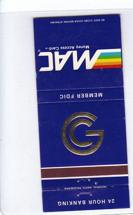 Vintage ATM MAC Machine Matchbook Cover